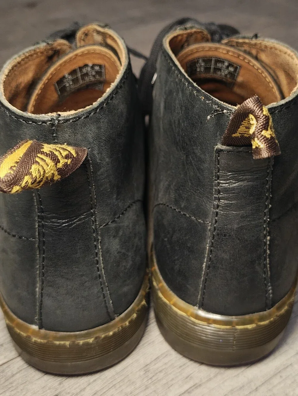 Dr. Martins Unisex Coburg 6-eyelet Chukka Black Leather Boots w Brass Eyelets.
